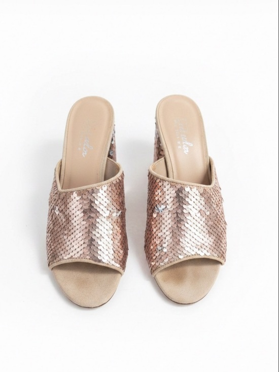 Charles By Charles David Shoes - Charles by Charles David Rose Gold Sequin Slide Sandals Women's Size 6‎